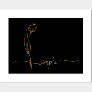 Minimalist Line art Tulip with Hand lettering "Simple'' Posters and Art